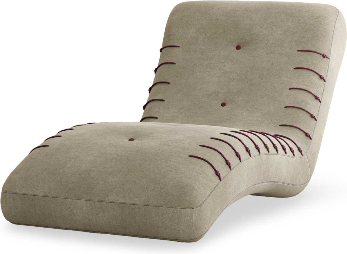 Meridienne Chaise longue SPLINE - elegant en ergonomisch comfort, modern uiterlijk met contrasterende naden - Beige (Castel 15)