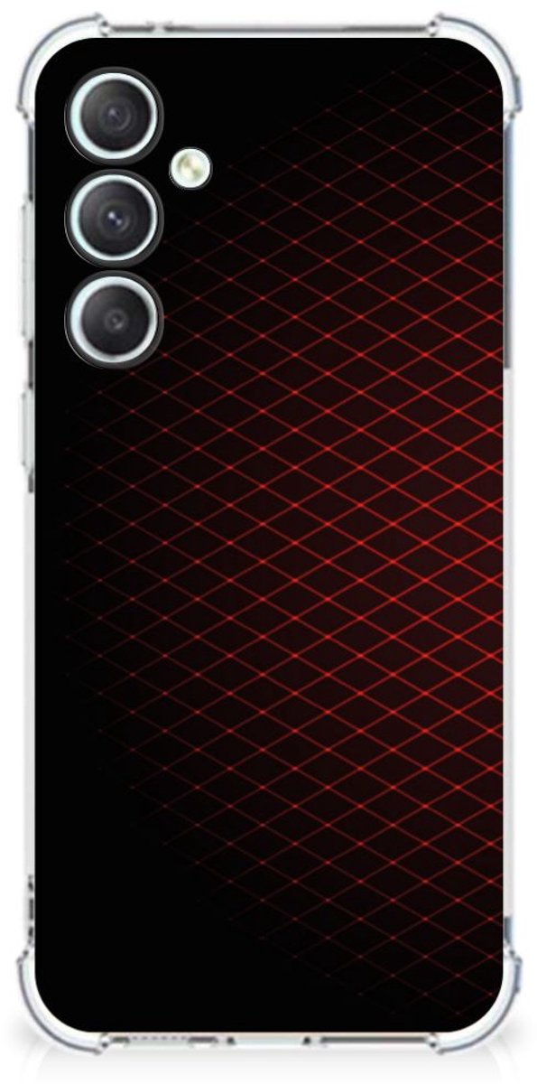 Samsung Galaxy S23 FE Doorzichtige Silicone Hoesje Geruit Rood
