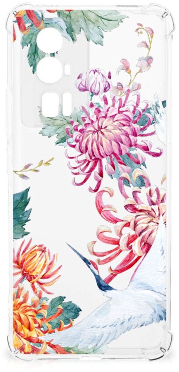Xiaomi Poco F5 Pro Case Anti-shock Bird Flowers