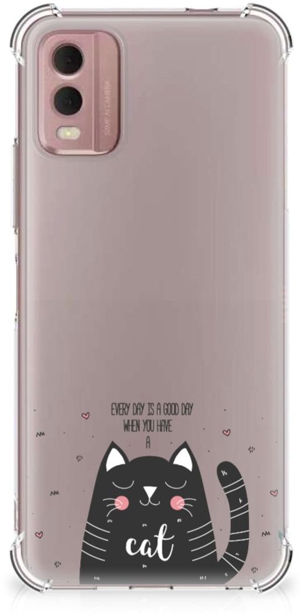 Nokia C32 Stevig Bumper Hoesje Cat Good Day