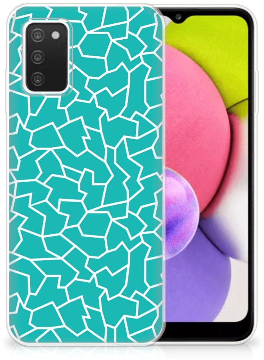 Back Cover voor Samsung Galaxy A03S Hoesje maken Cracks Blue