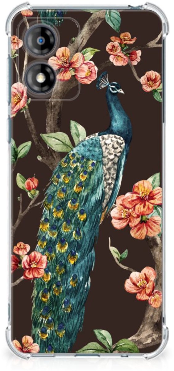 Motorola Moto E13 Case Anti-shock Pauw met Bloemen