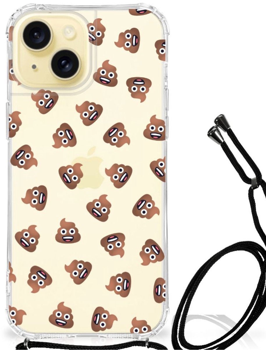 Doorzichtige Silicone Hoesje voor Apple iPhone 15 Poep Emojis