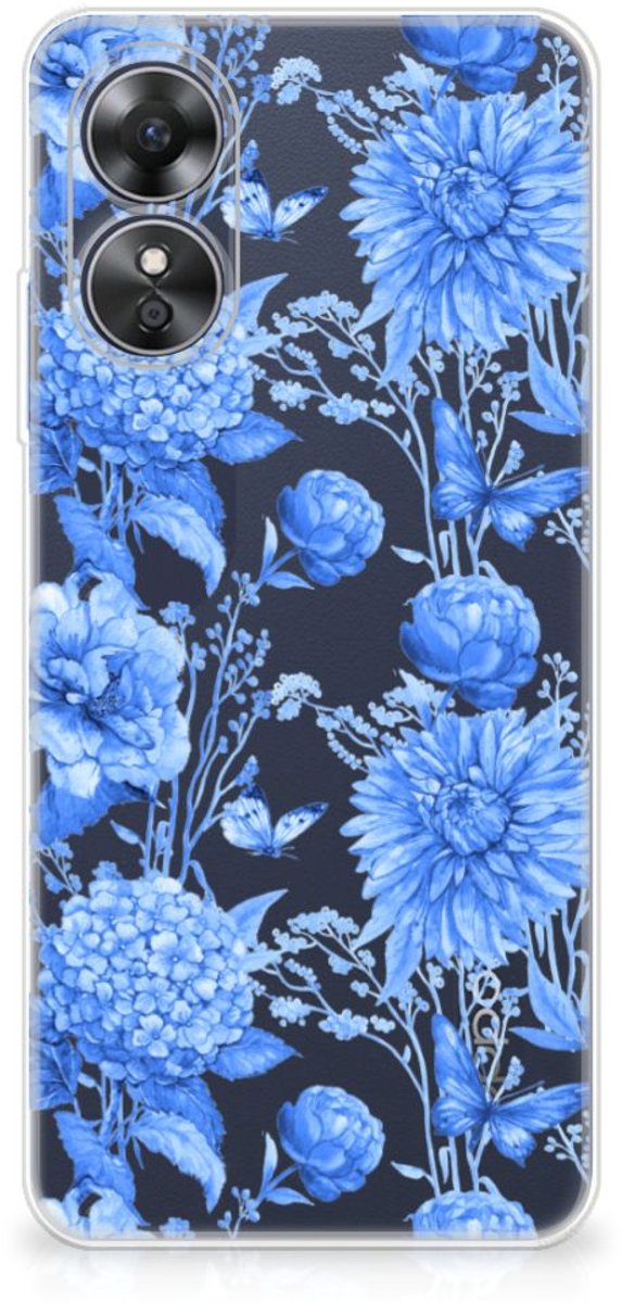 TPU Case voor OPPO A17 Flowers Blue