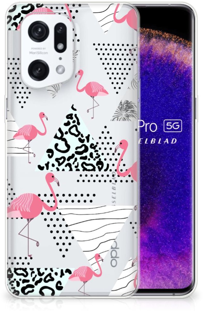OPPO Find X5 Pro TPU Hoesje Flamingo Triangle