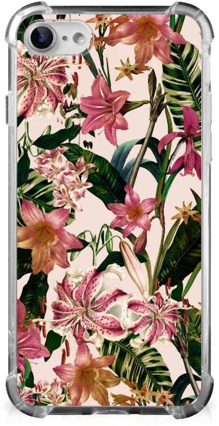 Coque iPhone SE 2022/2020 | Coque iPhone 8/7 Nice avec bord transparent Fleurs