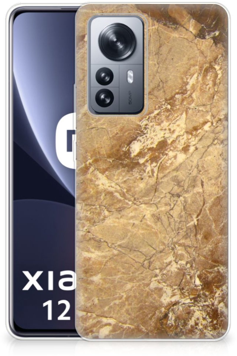 Xiaomi 12 Pro TPU Siliconen Hoesje Marmer Creme