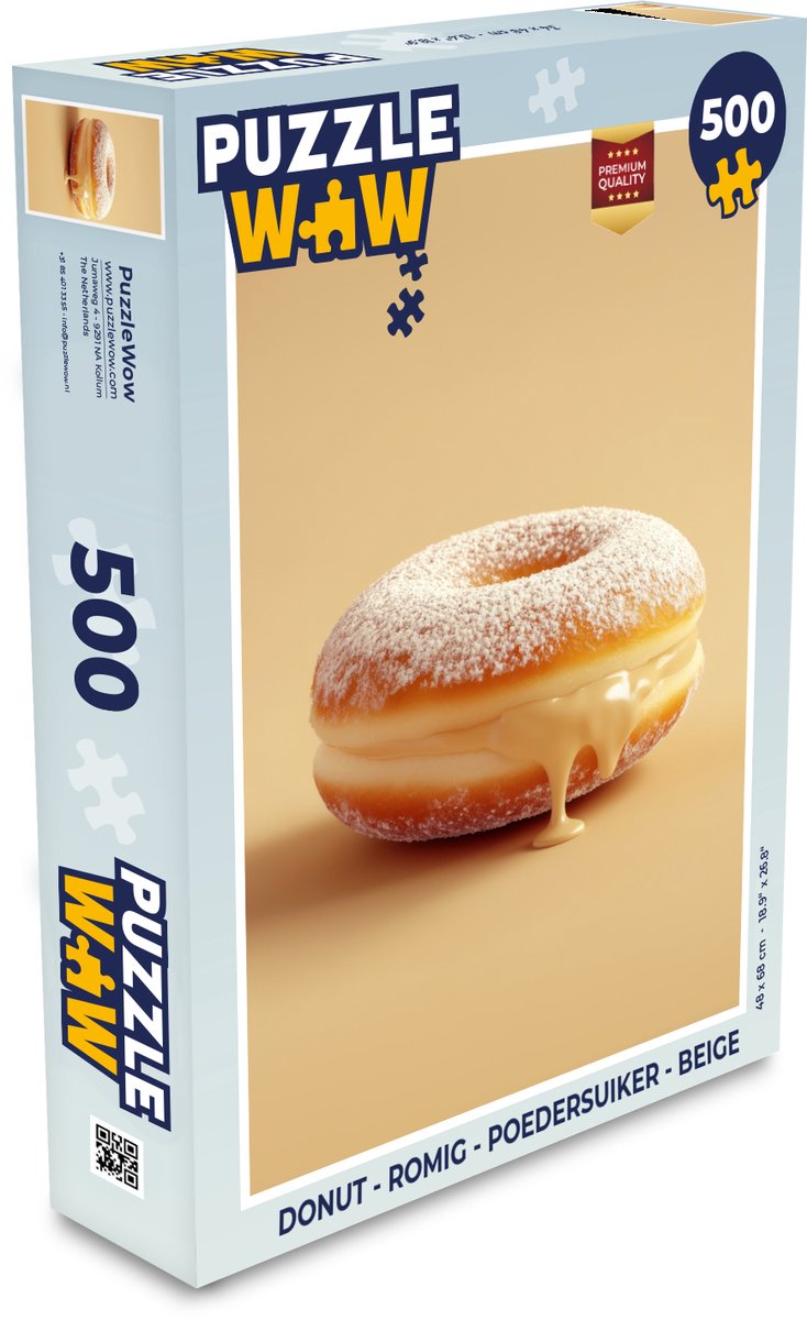 Puzzel Donut - Romig - Poedersuiker - Beige - Legpuzzel - Puzzel 500 stukjes