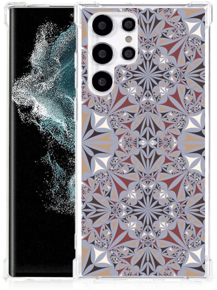 Samsung Galaxy S22 Ultra Anti-Shock Hoesje Flower Tiles