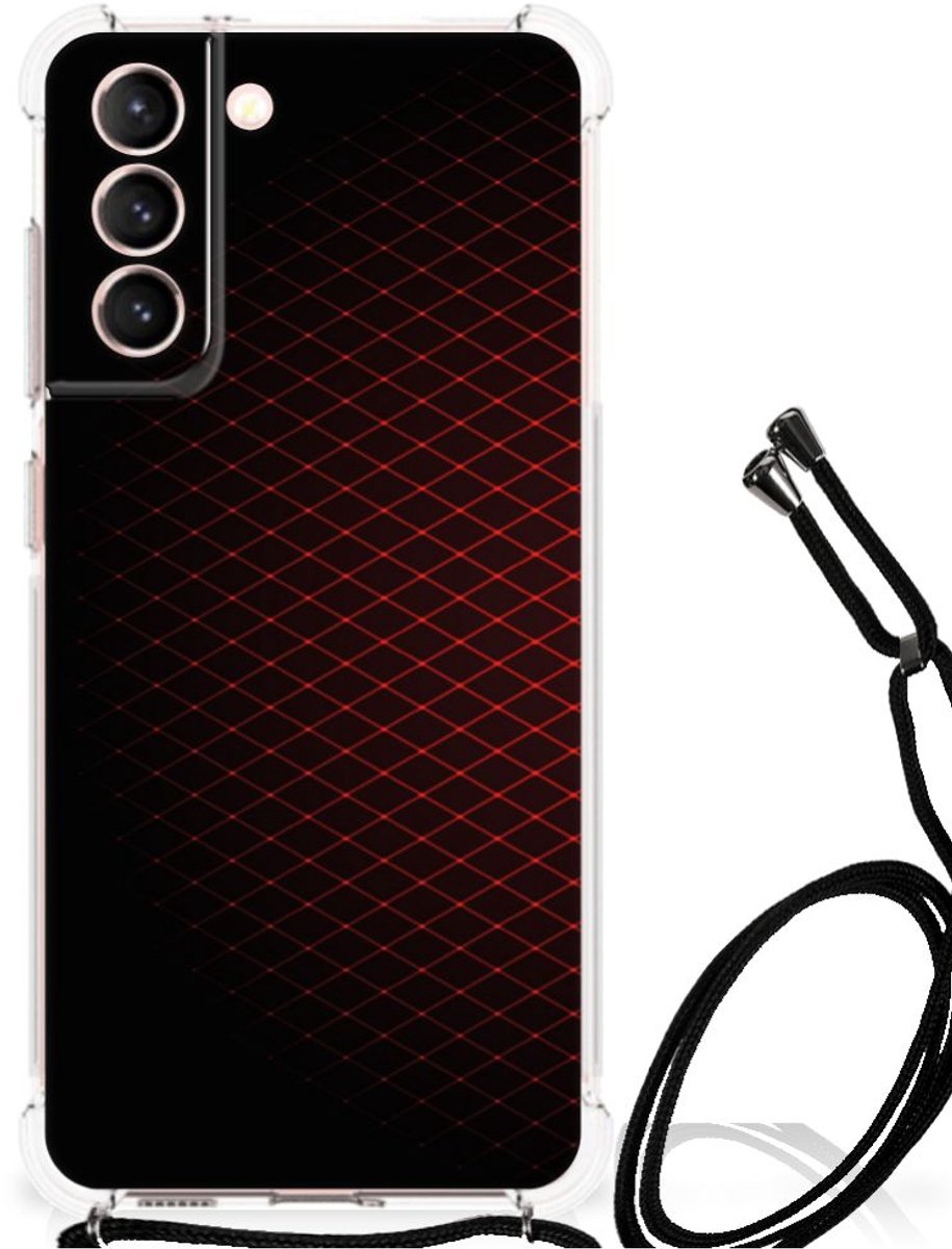 Samsung Galaxy S21 FE Doorzichtige Silicone Hoesje Geruit Rood