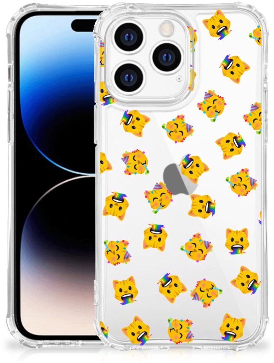Doorzichtige Silicone Hoesje voor Apple iPhone 14 Pro Max Katten Emojis