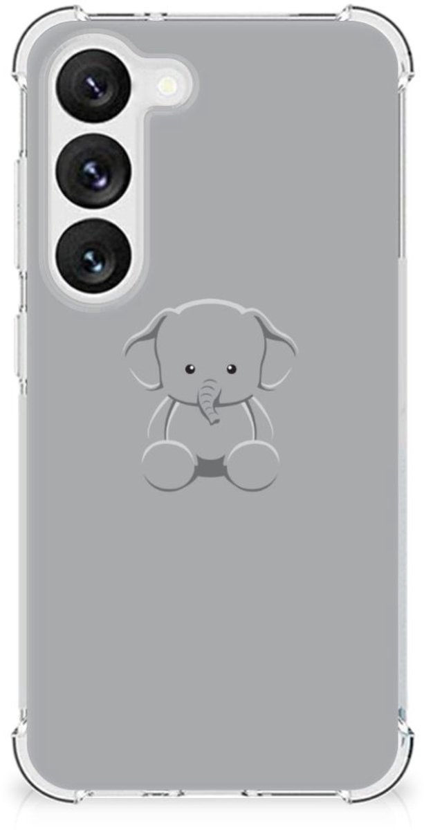 Samsung Galaxy S23 Stevig Bumper Hoesje Grijs Baby Olifant