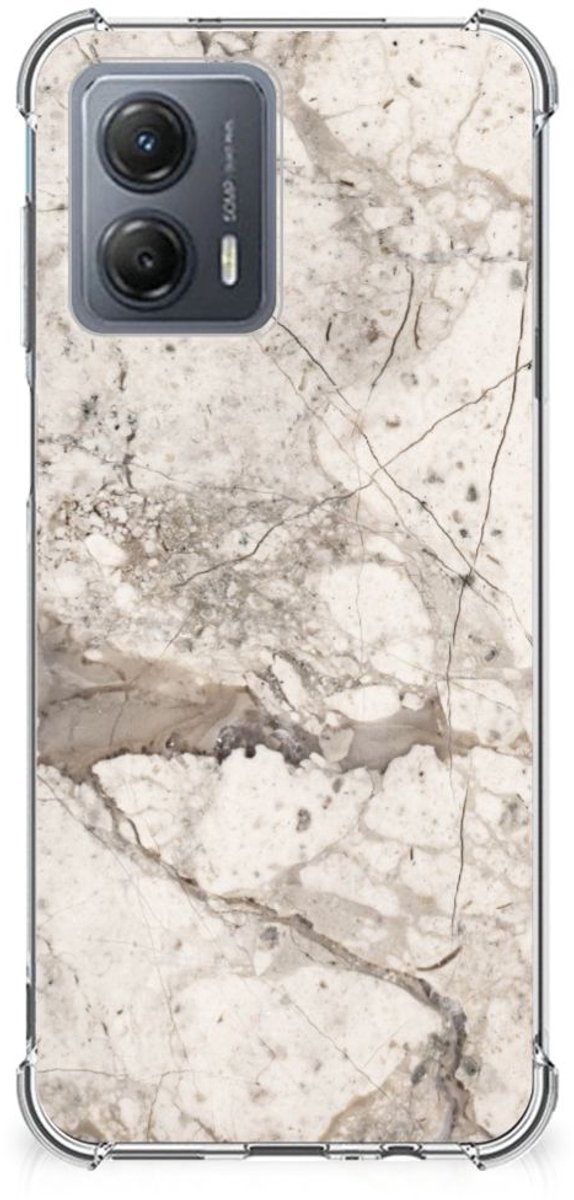 Motorola Moto G53 Anti-Shock Hoesje Marmer Beige