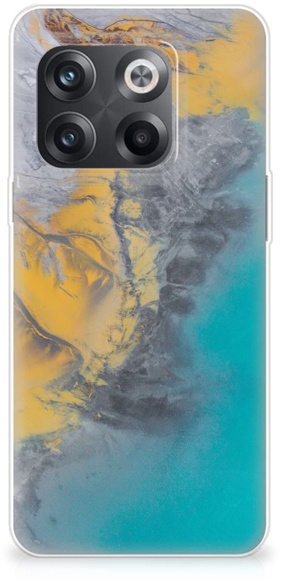 OnePlus 10T TPU Siliconen Hoesje Marble Blue Gold