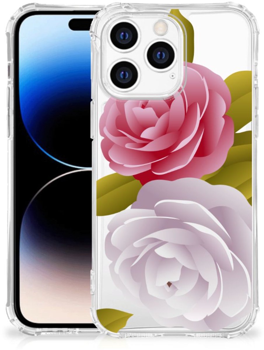 TPU Case Anti-Shock voor Apple iPhone 14 Pro Max Case Roses