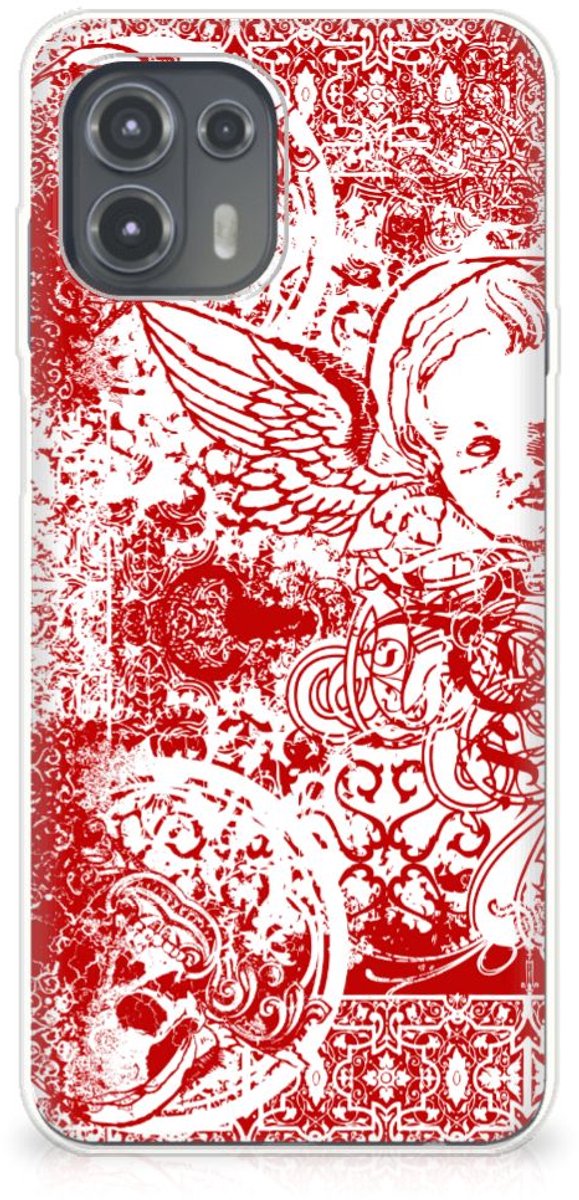 Silicone Back Case Motorola Edge 20 Lite Angel Skull Rood