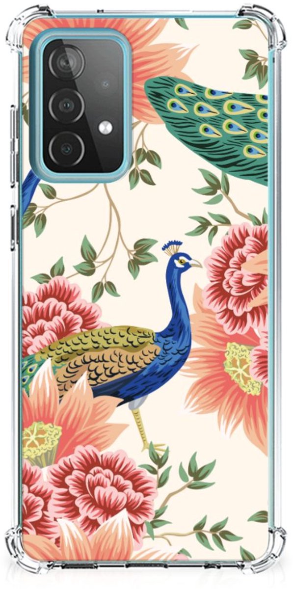 Case Anti-shock voor Samsung Galaxy A52 4G/5G Pink Peacock