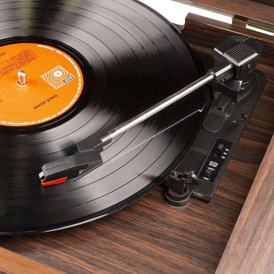 Retro platenspeler Bluetooth - Fenton Memphis - Met FM en DAB radio - Cassette speler - Donkerbruin — afbeelding 3