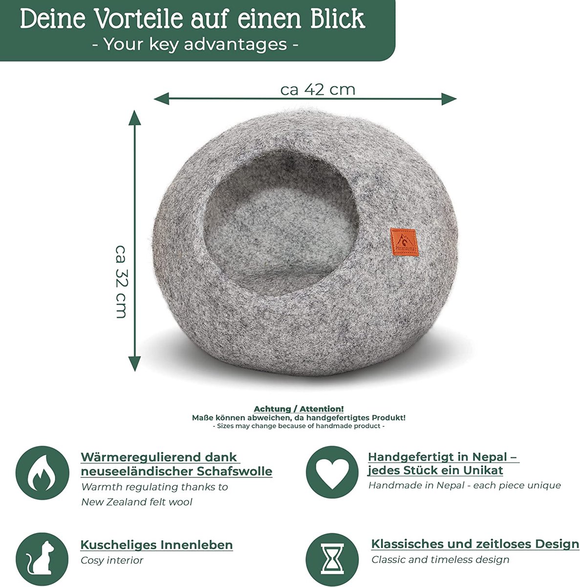 Achaté Kattenmand Kattenhuis Kattenbed - Poezenmand - Kattenbedje - Warmte & Comfort