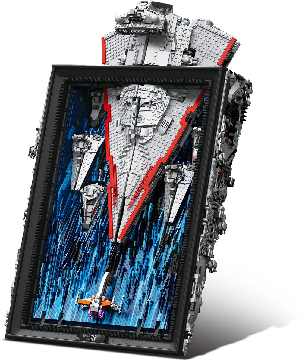 Reobrix 99007 Millennium Star Wall art bouwset | Space wars constructie modelbouw | Educatief ruimte militair & leger speelgoed bouwpakketten voor kinderen & volwassenen | DIY Wanddecoratie schilderij geschikt voor Lego | Bouwdoos met 5964 bouwstenen