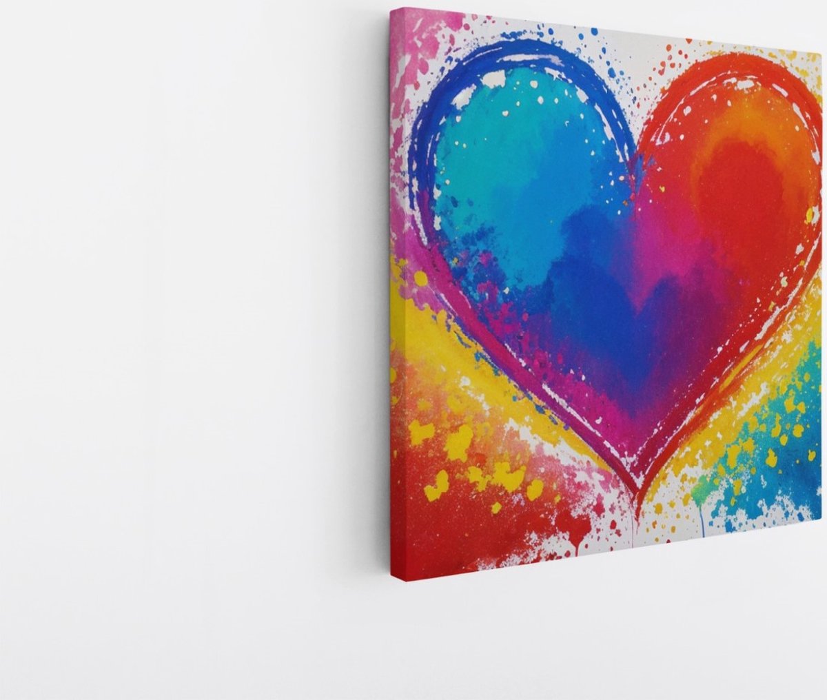 Saammp Canvas Schilderij - Abstract - Hart - 40x40 - Foto op canvas - Wanddecoratie - muurdecoratie Woonkamer - Slaapkamer decoratie - Canvas Print Multicolor