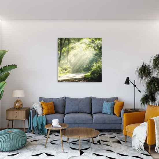 Tableau sur toile Saammp - Forêt - Arbres - Chemin - Nature - Paysage - 100x100 - Photo sur toile - Décoration murale - Décoration murale murale Salon - Décoration chambre - Impression sur toile
