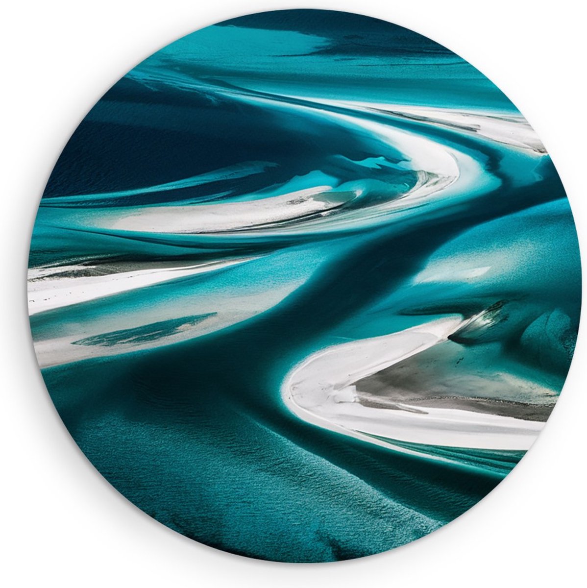 Saammp Forex Muurcirkel - Turqoise - Landschap - Abstract - Ø 30 - Wandcirkel - Wanddecoratie Cirkel - Muurdecoratie Woonkamer - Slaapkamer decoratie - Rond Schilderij