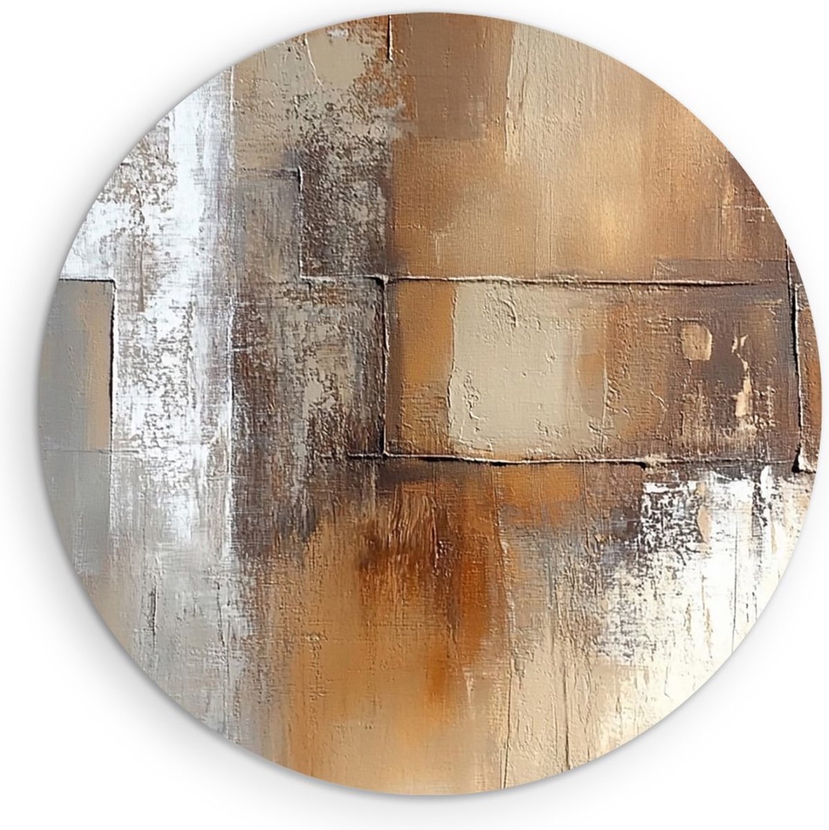 Saammp Muurcirkel Hout - Beige - Bruin - Abstract kunstwerk - Ø 90 - Wandcirkel - Wanddecoratie Cirkel - Muurdecoratie Woonkamer - Slaapkamer decoratie - Rond Schilderij
