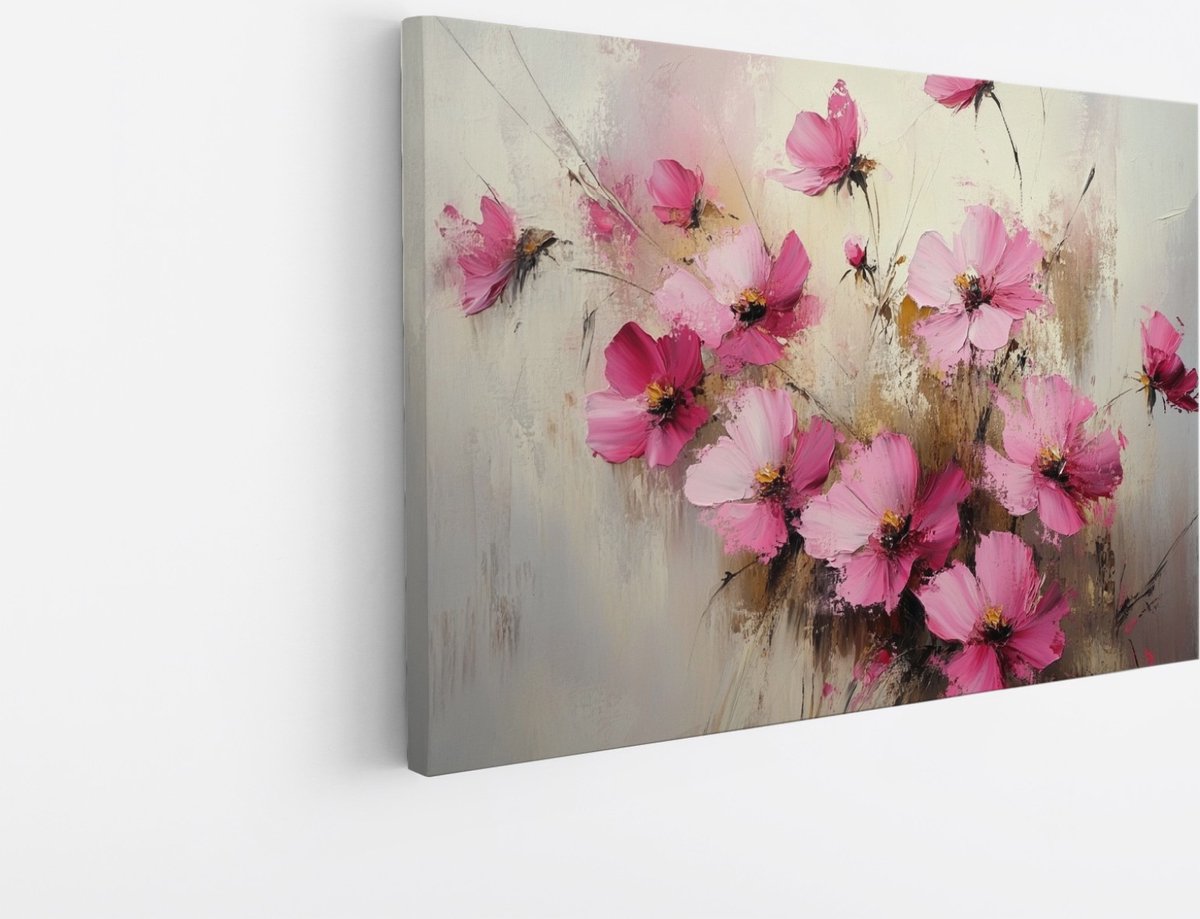 Saammp Canvas Schilderij - Wilde Bloemen in Weide - Natuur - 45x30 - Foto op canvas - Wanddecoratie - Muurdecoratie Woonkamer - Kantoor Decoratie Multicolor