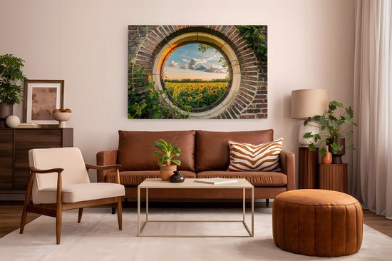 Tableau sur toile Saammp - Champ de tournesols - Nature - Vue - 150x100 - Photo sur toile - Décoration murale - Décoration murale Salon - Décoration chambre - Impression sur toile