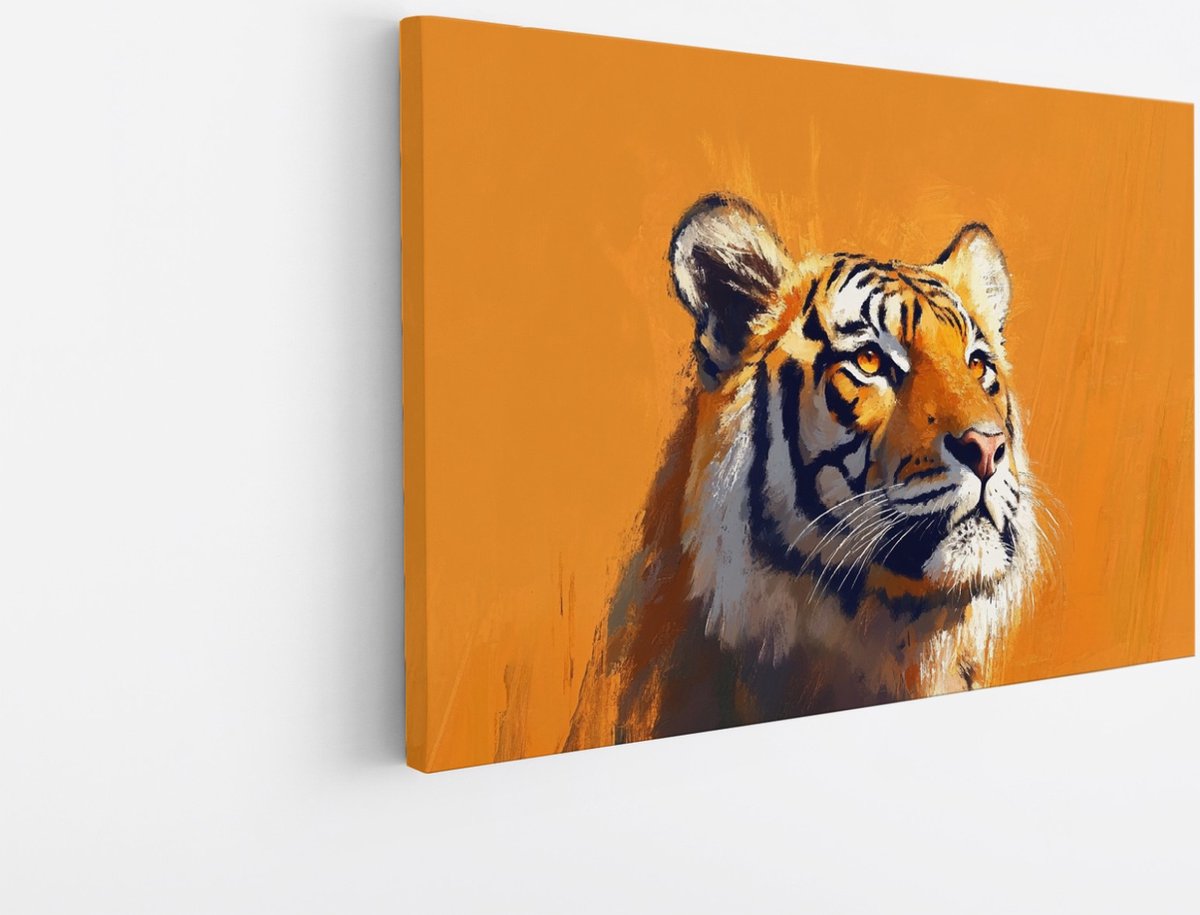 Saammp Canvas Schilderij - Abstracte Tijger - Oranje - Natuur - Dieren - 40x30 - Foto op canvas - Wanddecoratie - muurdecoratie Woonkamer - Slaapkamer decoratie - Canvas Print Multicolor