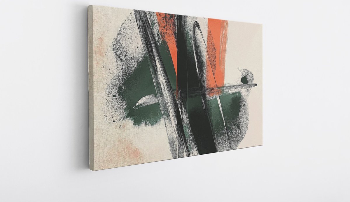 Saammp Canvas Schilderij - Kleurrijk - Dynamisch - Abstract kunstwerk - 100x75 - Foto op canvas - Wanddecoratie - Muurdecoratie Woonkamer - Slaapkamer decoratie - Canvas Print Multicolor