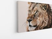 Saammp Canvas Schilderij - Leeuw - Portret - Dieren - Natuur - 90x60 - Foto op canvas - Wanddecoratie - Muurdecoratie Woonkamer - Slaapkamer decoratie - Canvas Print