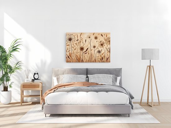 Saammp Canvas Schilderij - Vintage Bloemen - Natuur -Abstract - 70x50 - Foto op canvas - Wanddecoratie - Muurdecoratie Woonkamer - Kantoor Decoratie