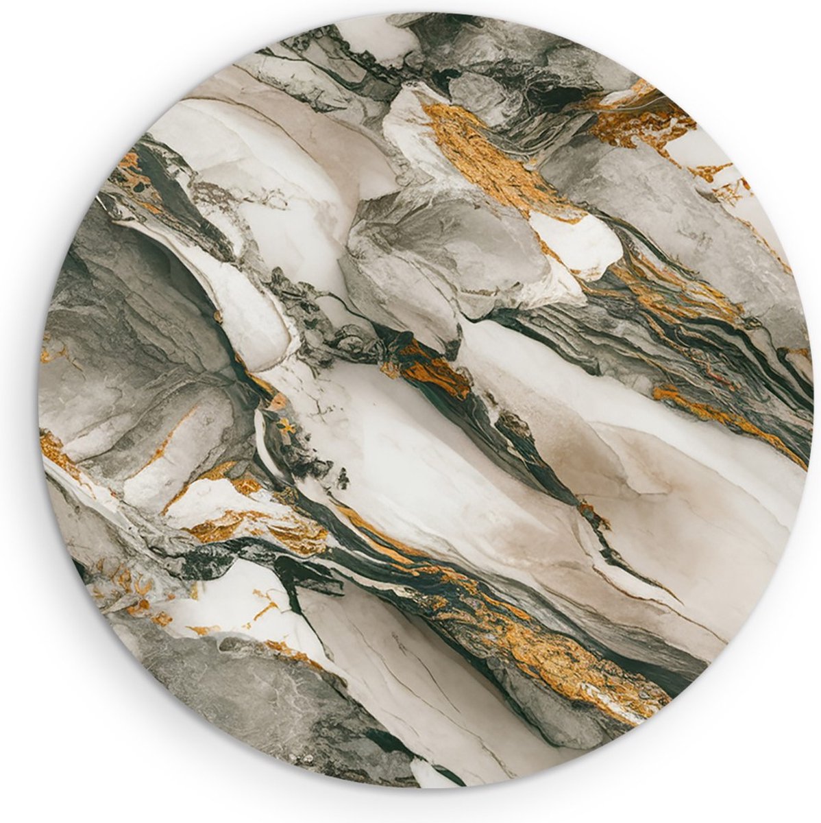 Saammp Muurcirkel Hout - grijs marmer - Abstract - Ø 30 - Wandcirkel - Wanddecoratie Cirkel - Muurdecoratie Woonkamer - Slaapkamer decoratie - Rond Schilderij
