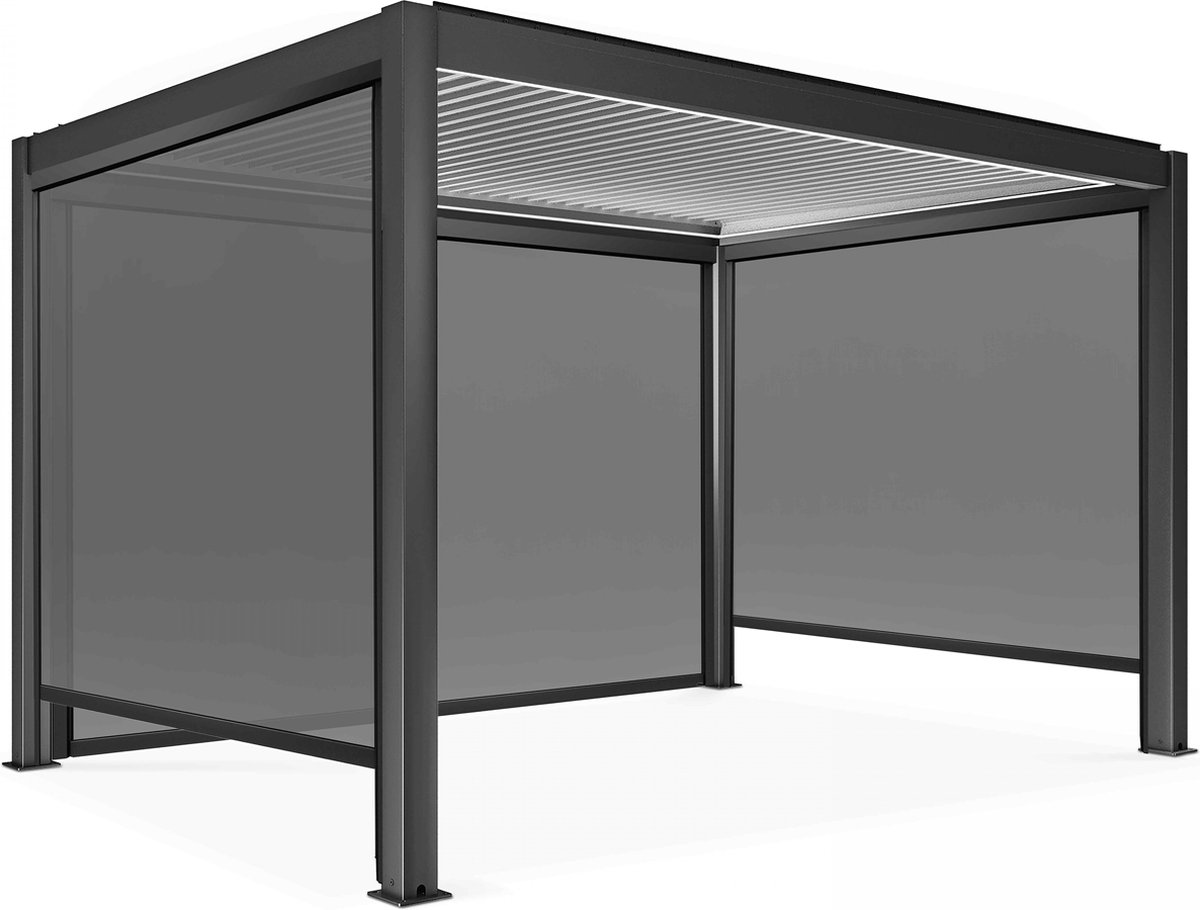 Oviala - Zelfdragende en verlichte pergola van 3x4m met 3 zonneschermen - Kavala