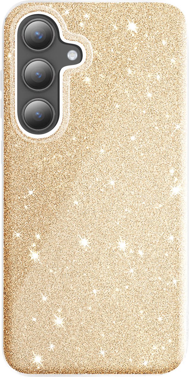 Avizar Glinsterende case Geschikt voor Samsung Galaxy S24 Ultra ultradun, Goud