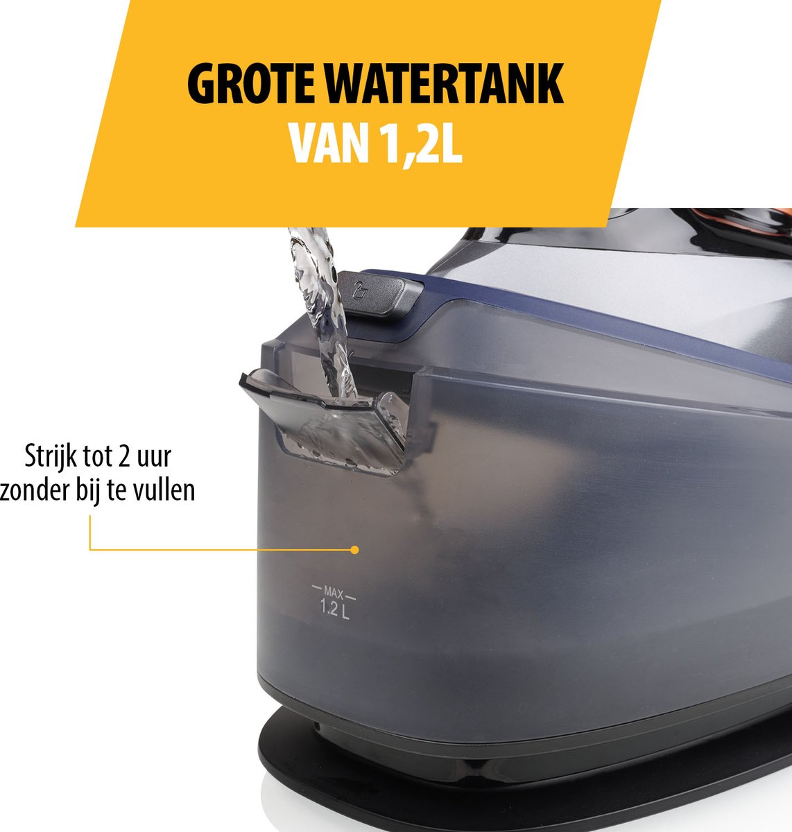 Tristar ST-8930 - Strijkijzer Stoomgenator - 2200W - 1.2 L watertank - 6,5 bar - Antraciet/blauw — afbeelding 6