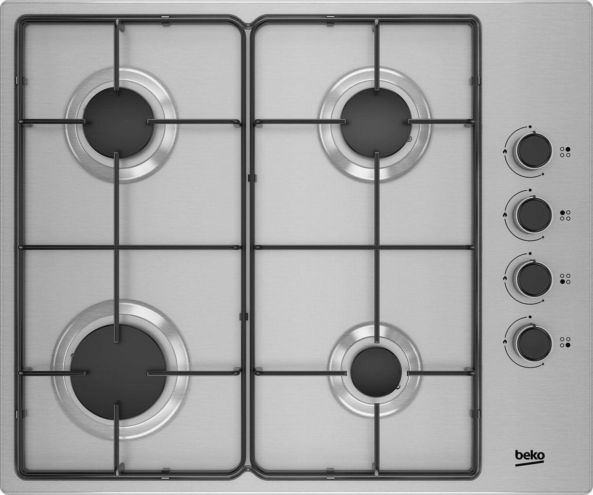 gaskookplaat 60cm 4 RVS branders - beko - HIGG64123SX