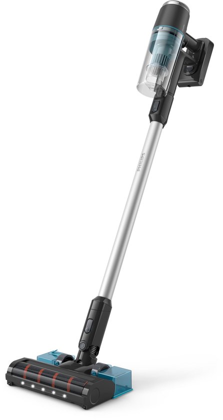 Philips Steelstofzuiger Met Dweilfunctie XC3131/01 - Draadloos - Zuigmond met LED verlichting - Zonder Zak - Handstofzuiger - Alle Vloertypen - Matzwart
