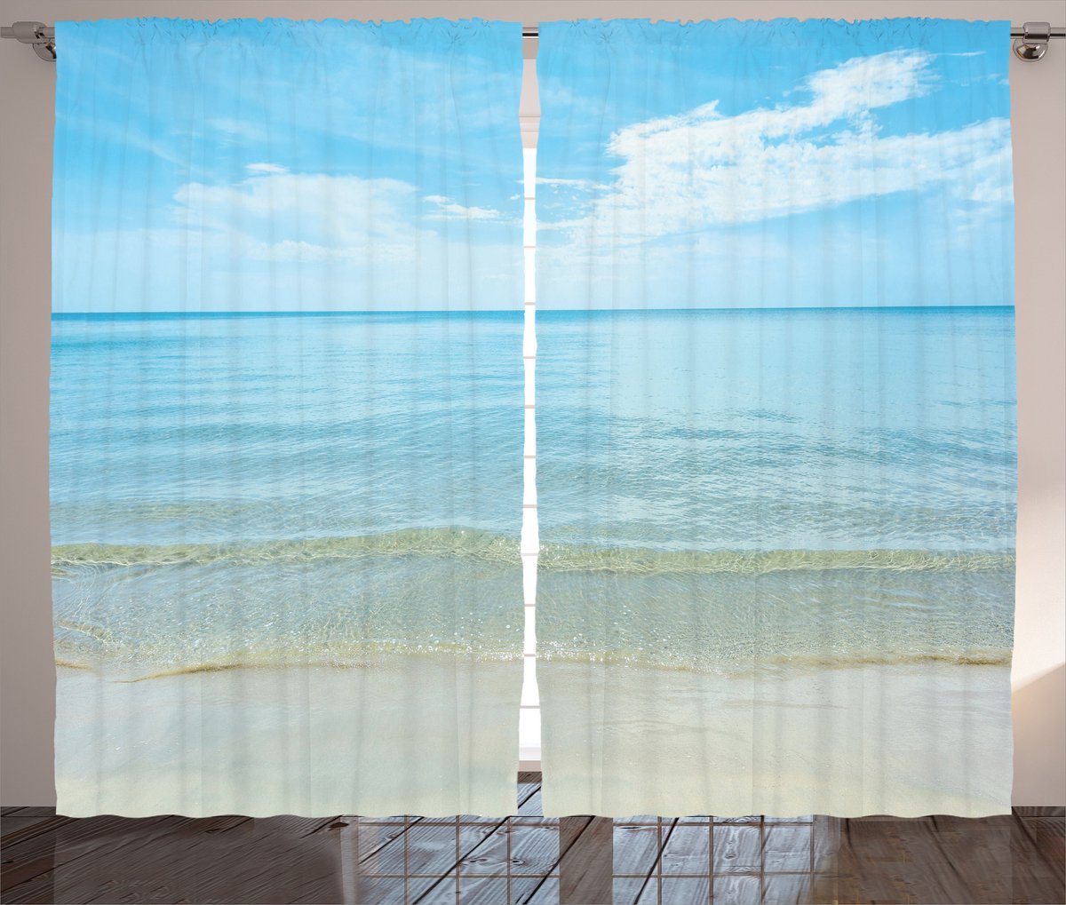 New Bed Zomer Zee Horizon Kust Strand Gedrukte Gordijnen voor Woonkamer Slaapkamer Upgrade, Raambekleding 2-Delige Set, 280cm x 260cm