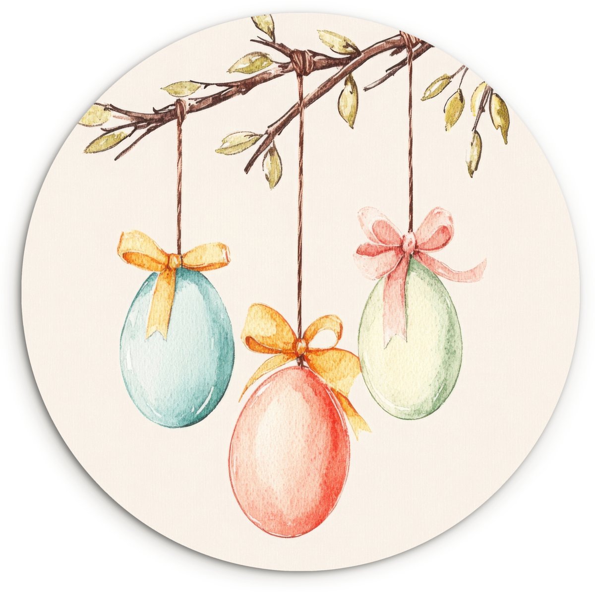 WallCircle Wandcirkel 60x60 cm - Muurcirkel Paastak - Strikje - Eieren - Muurdecoratie woonkamer - Wanddecoratie slaapkamer - Kamer decoratie accessoires - Ronde schilderijen