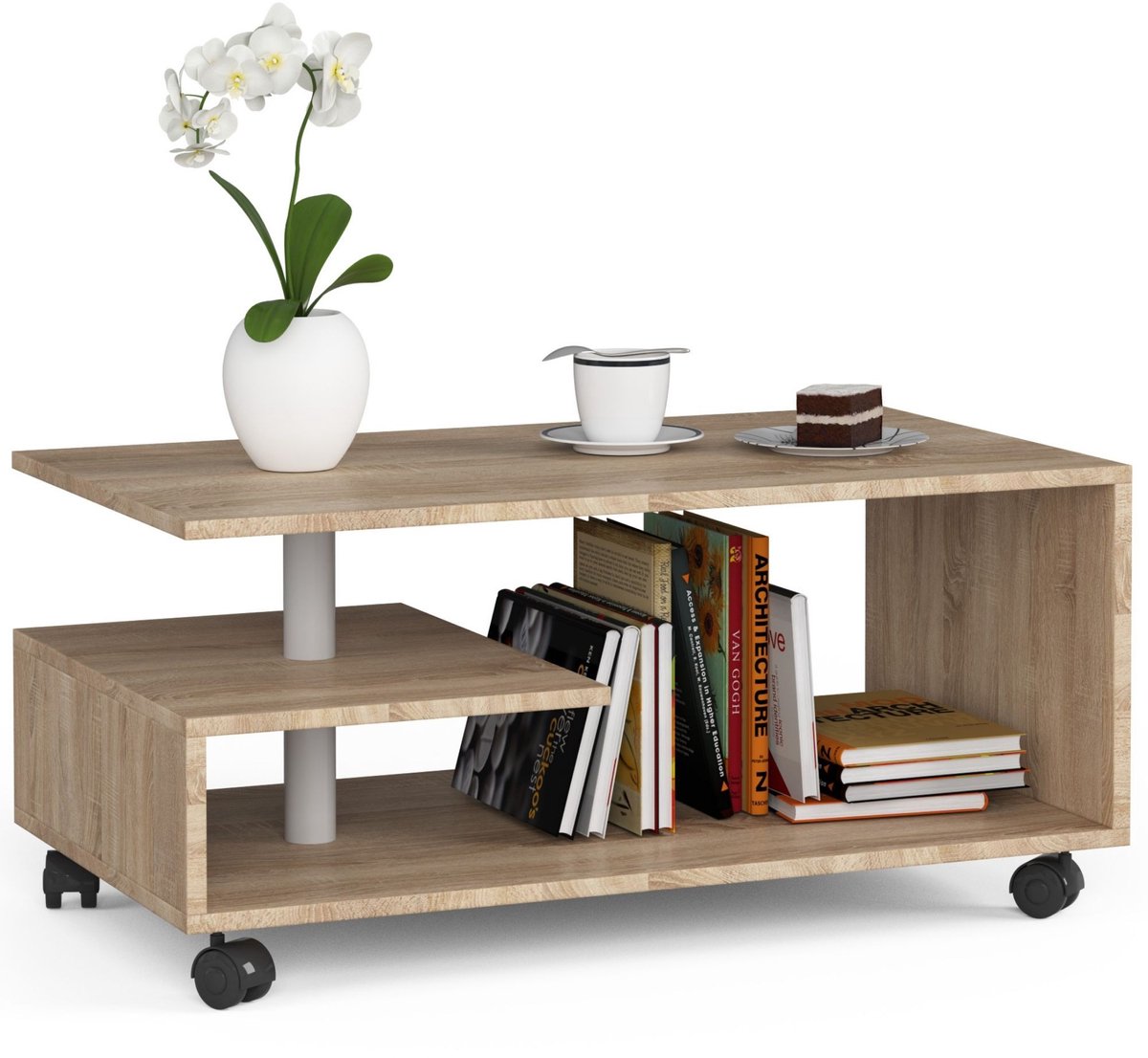 Salontafel Koffietafel met Wielen VINI / AKORD Furniture Factory / Sonoma Eik / 90 x 40 x 51 cm