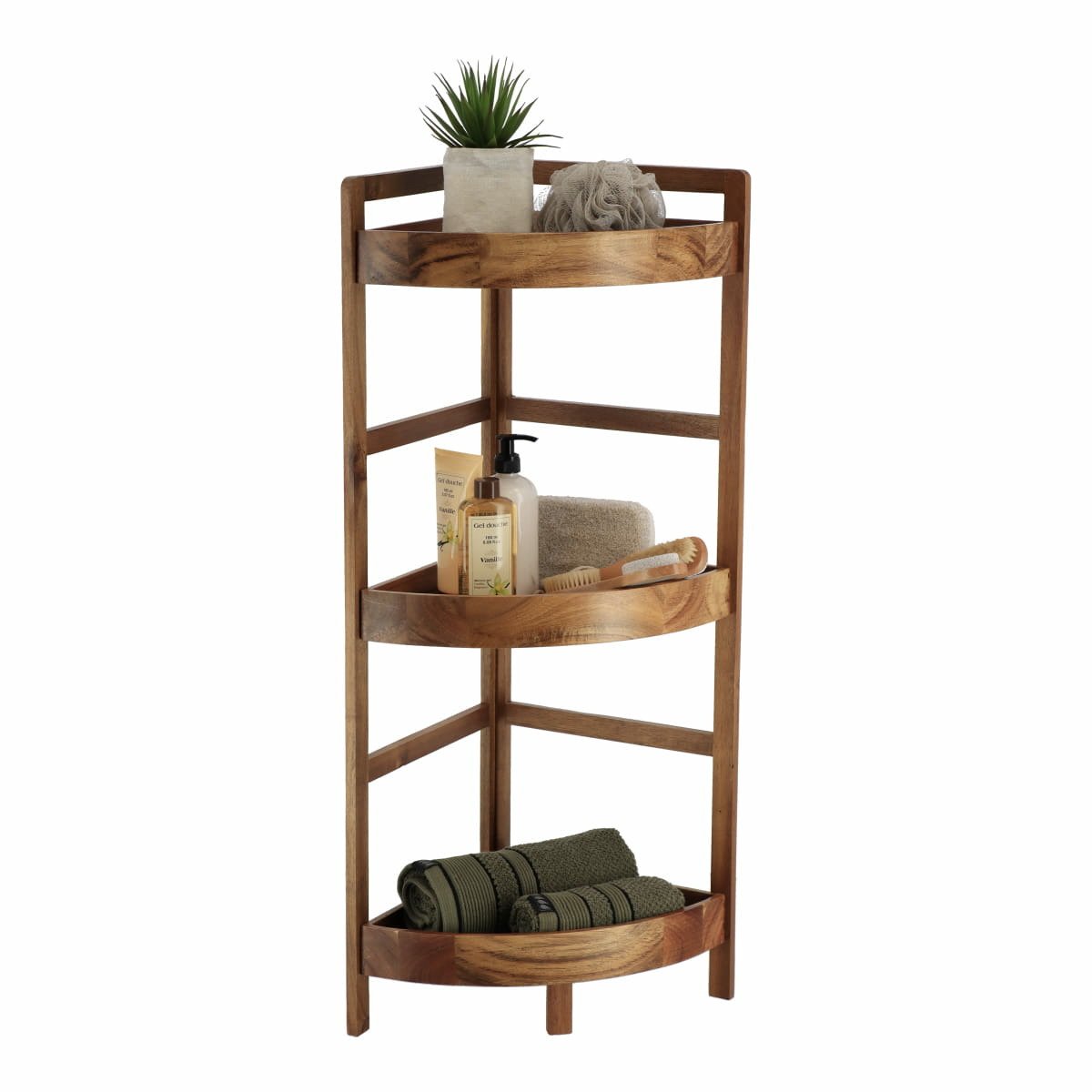 Tendance Hoekkast met 3 planken - acacia hout - 85 x 29 x 29 cm - opbergkast / wandkast