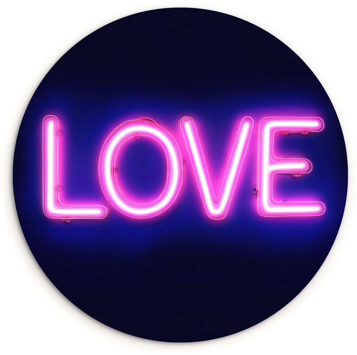 WallCircle Wandcirkel 90x90 cm - Muurcirkel Neon - Love - Valentijn - Muurdecoratie woonkamer - Wanddecoratie slaapkamer - Kamer decoratie accessoires - Ronde schilderijen