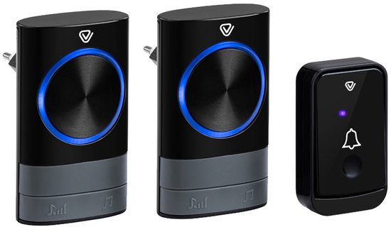 Sonnette sans fil Vlectro - Zwart - 2 récepteurs enfichables - Perfect pour les grandes maisons