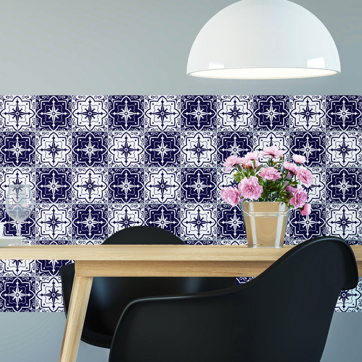 Ambiance Sticker Zelfklevende tegelmuurstickers voor keuken en badkamer - 60 cementtegelstickers, Azulejos Milagro - 60 stickers, 15x15cm Multi color