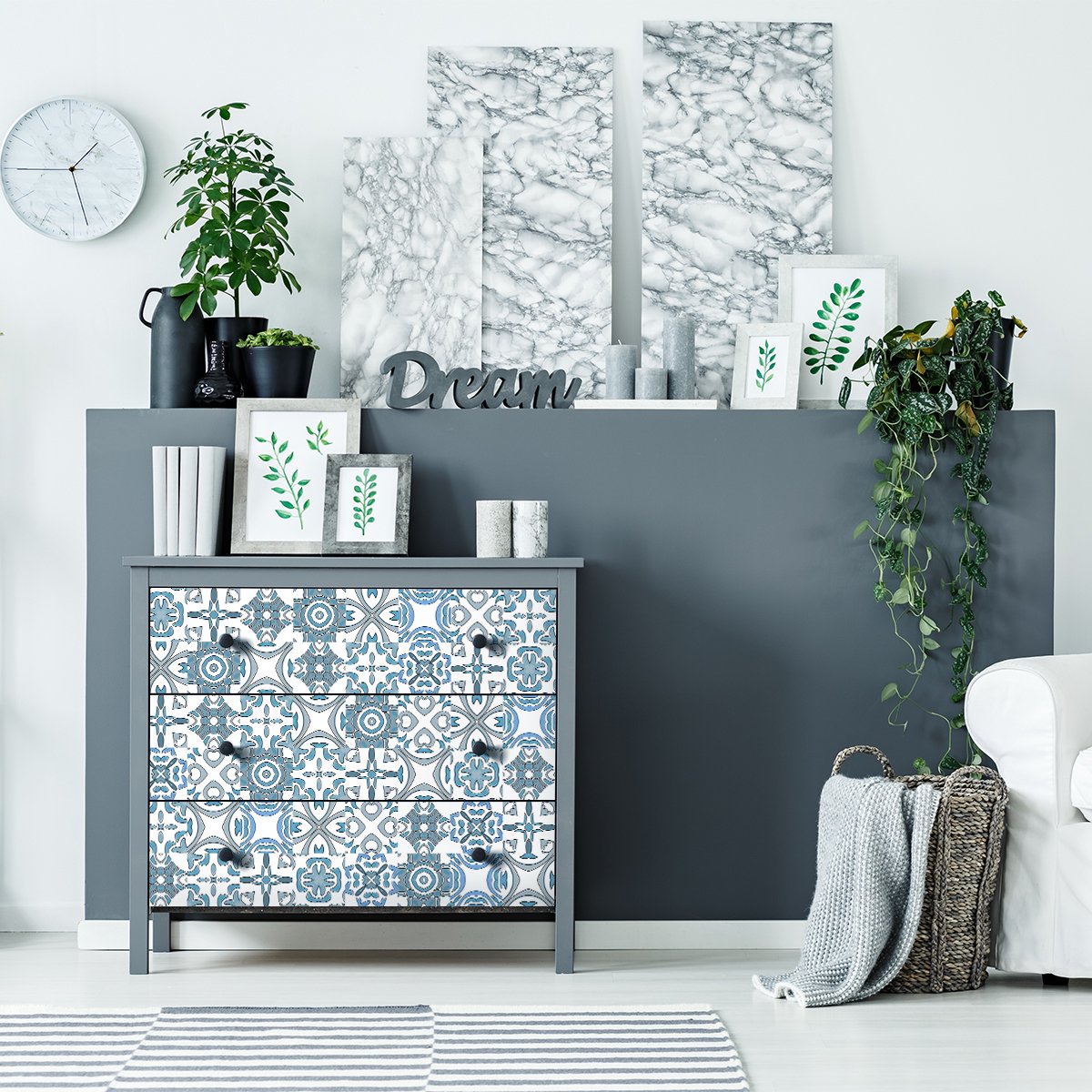 Ambiance Sticker Meubeldecoratiestickers - Zelfklevende stickers voor keuken en woonkamer - 60 Vince meubeltegelstickers - 60 stickers 20x20cm Multi color