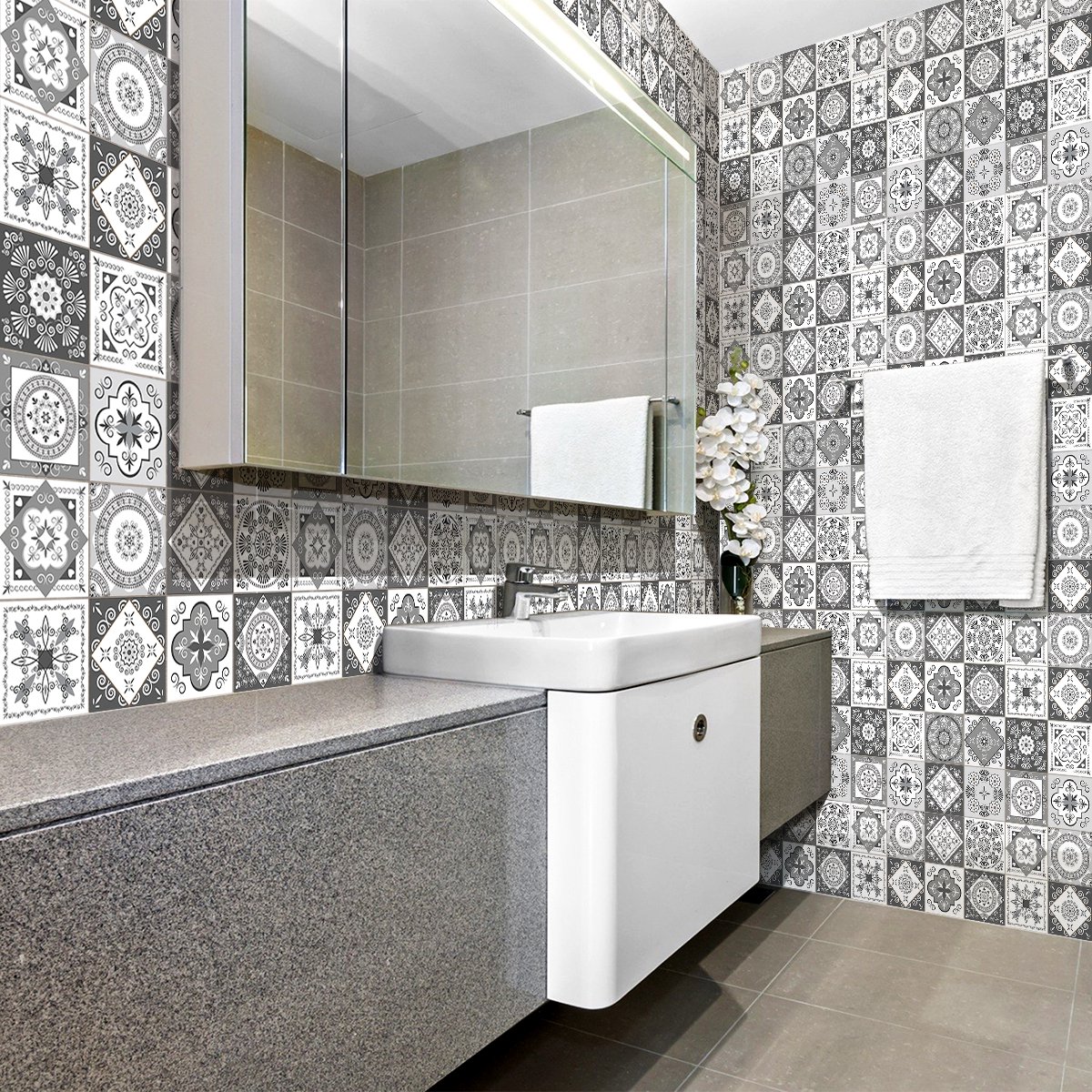 Ambiance Sticker Zelfklevende tegelmuurstickers voor keuken en badkamer - 60 Veronika Azulejos tegelstickers - 60 stickers, 20x20cm Multi color
