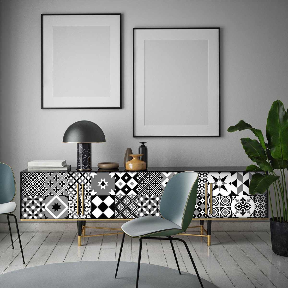 Ambiance Sticker Zelfklevende tegelmuurstickers voor keuken en badkamer - 30 cementtegelstickers voor meubels - Erinah Design - 30 stickers 15x15cm Multi color